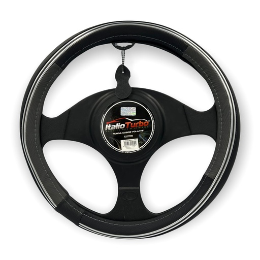 [FVO227BKGY-TFI] Funda cubrevolante de vinipiel negro con gris