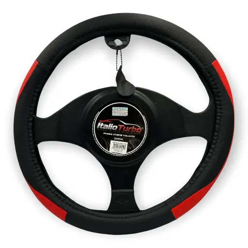 [FVO206BKRD] Funda cubrevolante de vinipiel negro con costados en rojo