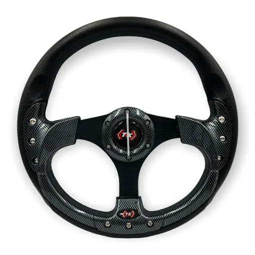 [VOL-635N] Volante deportivo tipo fibra color negro