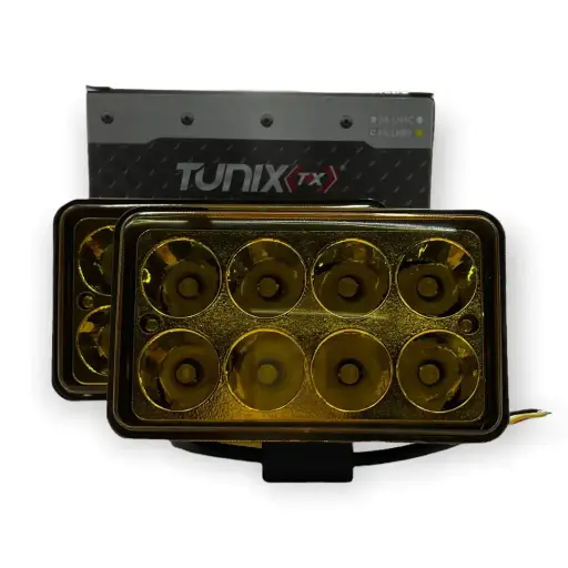 [FA-LH8Y] Faro de 8 LED ámbar rectangular sin lupa (par)