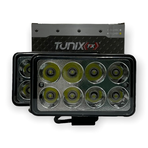 Faro de 8 LED rectangular sin lupa (par)