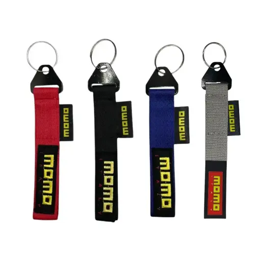 Llavero de tirón Momo (azul, negro y rojo)