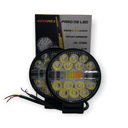 Faro redondo de 22 LED con función bicolor