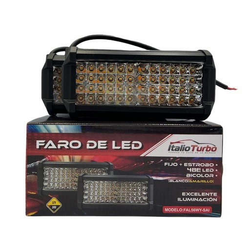 [FAL56WY-SAI] Faro multivoltaje de 48 LED luz bicolor blanco/ámbar 