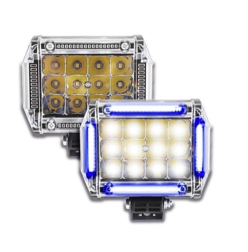 Faro de 12 LED con luz blanca  y arillo de color