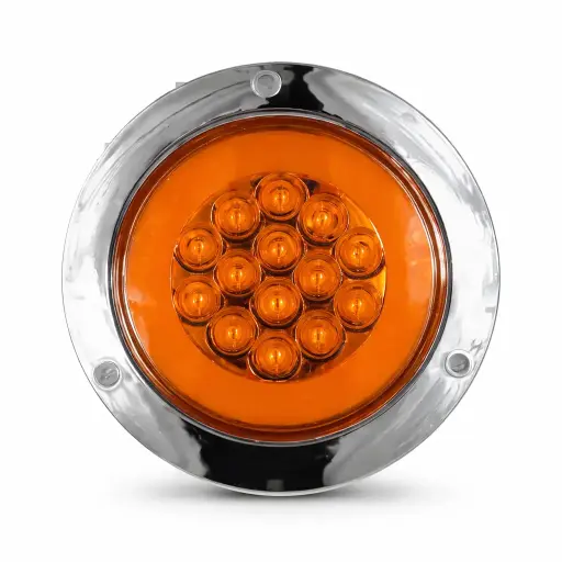 [PLA6605GC/Y-RJE] Plafón multivoltaje ámbar redondo con 14 LED y GLO