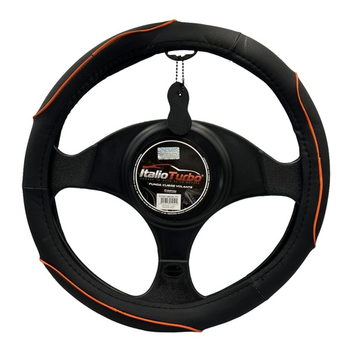 [FVO871BKOR-TFI] Funda cubrevolante de vinipiel con detalle naranja