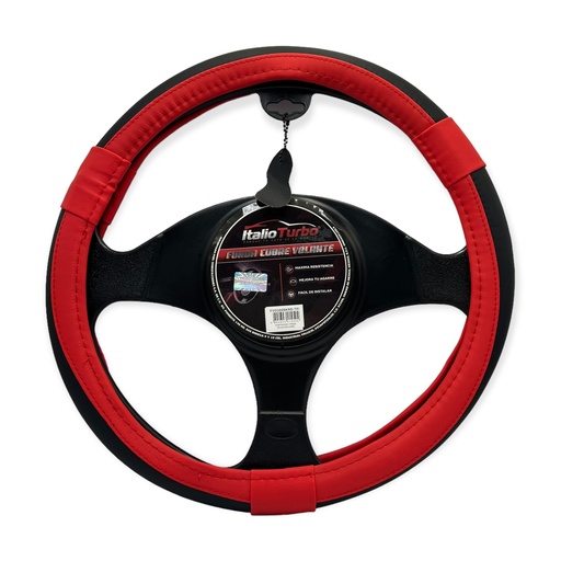 [FVO200BKRD-TFI] Funda cubre volante de vinipiel con detalle rojo