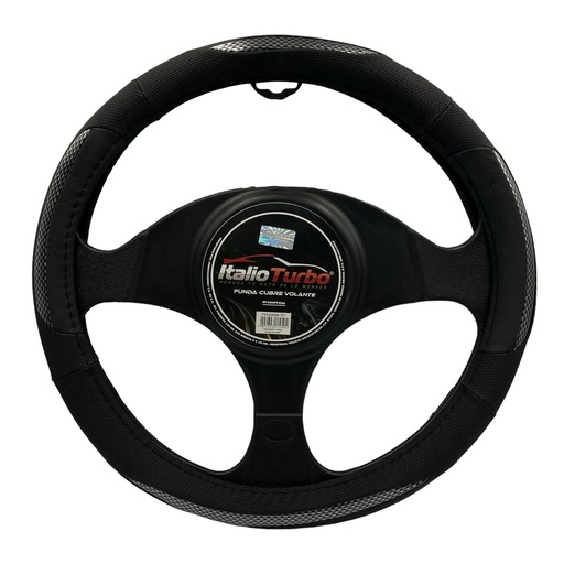 [FVO226BK-TFI] Funda cubrevolante de vinipiel acabado negro con carbon