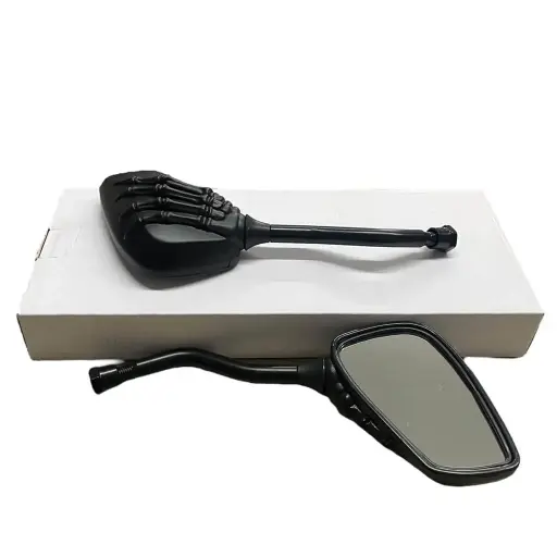 [ES-MU74N] Espejo universal para moto con detalle tipo calavera negro