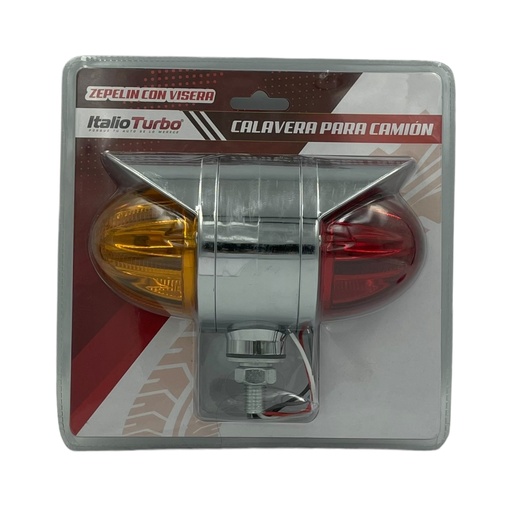 [PLA6717-SAI] Calavera frontal doble corta con tapa cromada con funciones rojo/ámbar (12/24V)
