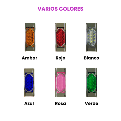 Plafón lateral para camión de 16 LED con base cromada estrobo y fijo 12/24V 