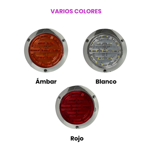 Plafón redondo para camión con base cromada y funciones de 30 LED 12/24V 