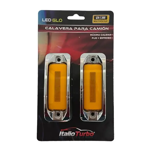 [PLA311Y-RJE] Par de plafón ámbar para camión GLO con base cromada