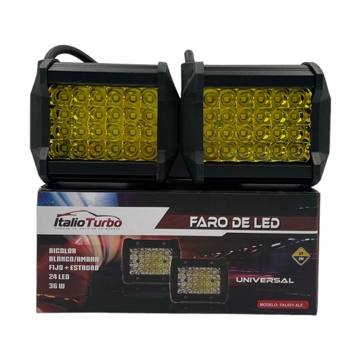 [FAL05Y-SAI] Faro de 24 LED función alta, baja y estrobo 
