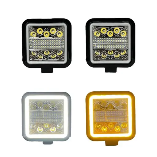 [FAL129WY-SAI] Faro cuadrado bicolor con LED 34 con arillo de color y con función 