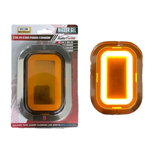 [PLA6714Y-SAI] Plafón cuadrado ámbar con gel y contorno cromo con funciones