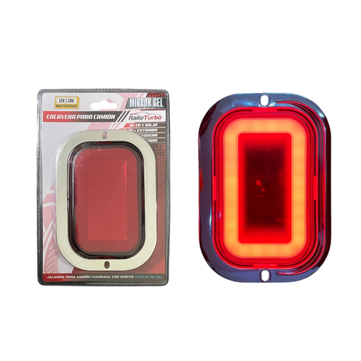 Plafon cuadrado con gel y contorno cromo rojo con funciones