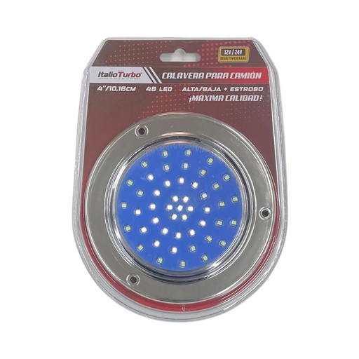 Plafón redondo de 4" con base cromada de 48 LED con funciones 12/24V