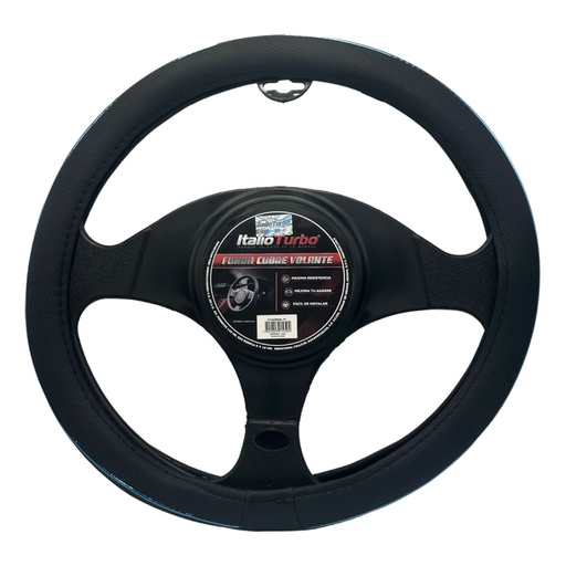 [FVO890BKBL-TFI] Cubrevolante de vinipiel negro con detalles azules 