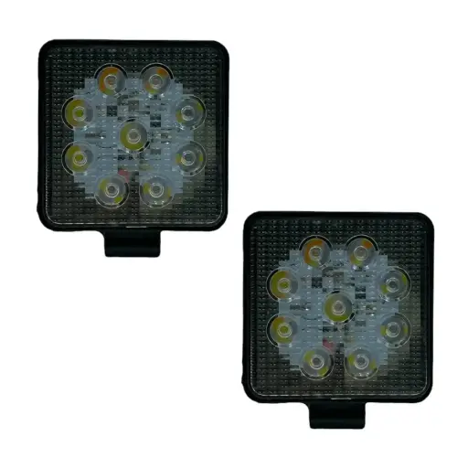 [27WSQUARE/BICOLOR] Faro cuadrado blanco y ámbar con función fijo y estrobo (12/24V)