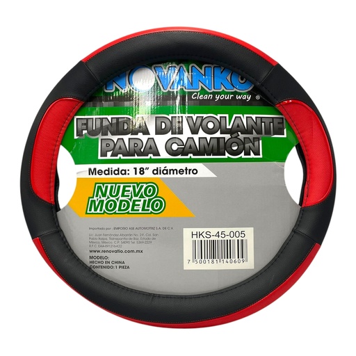[HKS-45-005/BLACK RED] Funda cubrevolante para camión negro/rojo de 18" (12 CM de grosor)
