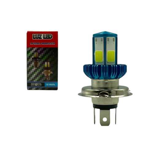 [FOCO104H4/BLUE] Foco LED H4 azul de 18W 