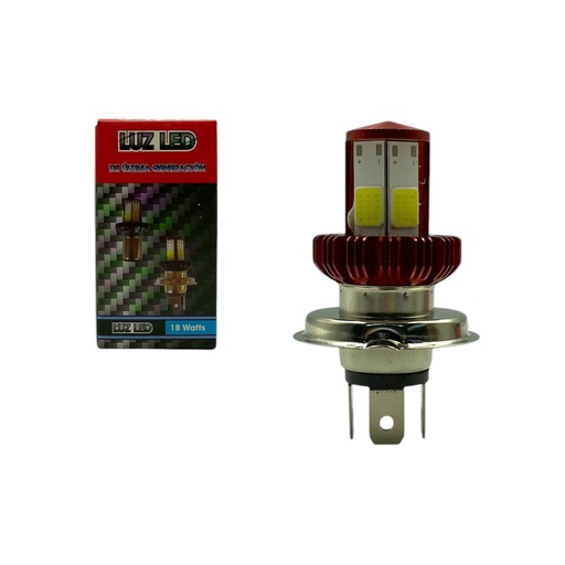 [FOCO104H4/RD] Foco LED H4 rojo de 18W 