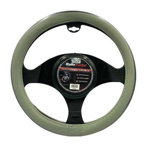 [FVO236BKGY-TFI] Cubrevolante de vinipiel negro con gris para auto