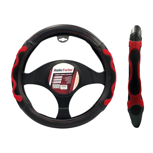 [FVO413BKRD-TFI] Funda cubrevolante negro con rojo tipo vinipiel