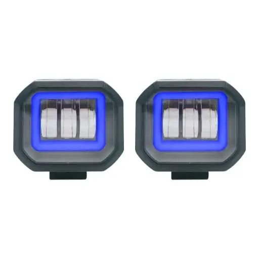 [FL362/STR/BL] Faro LED cuadrado de 30W con arillo azul