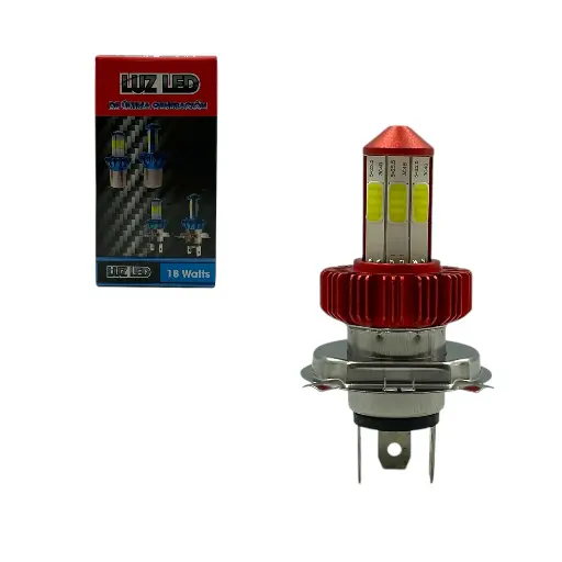 [FOCO111/H4/RED] Foco LED H4 de 6 caras rojo 