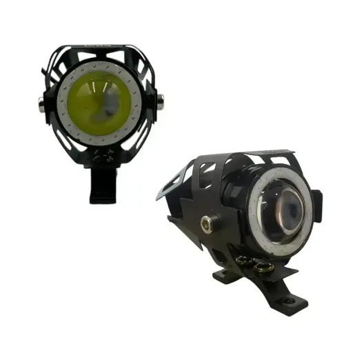 [DJU7MINI10BL] Faro para moto con arillo azul