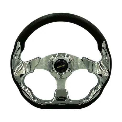 [QC-5156F/CHROME] Volante deportivo cromo tipo "D"