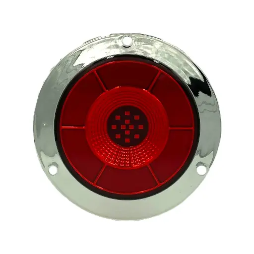 [TR-114 ROJO] Plafón atornillable rojo con acabado cromado y GLO