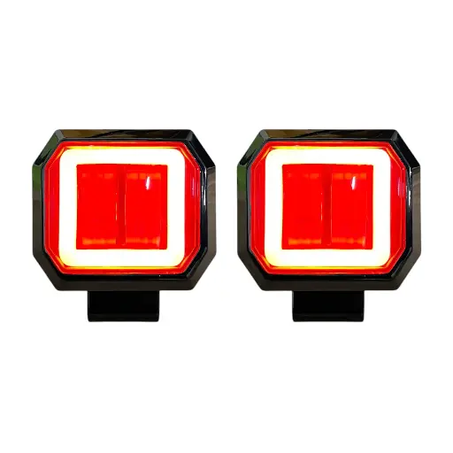 [FL126/RED/RING/STR] Faro LED cuadrado blanco de 20W con arillo rojo