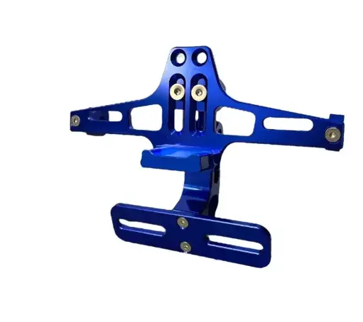 Portaplaca azul para moto con luz
