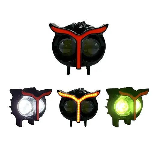 [RS-LED-13131GN-W-R] Faro LED tipo búho con arillo (verde, blanco y rojo)