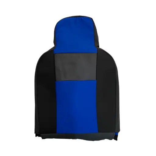 [CUBREVNPC-BL] Cubreasientos azul de coche cabecera corrida con respaldo de vinipiel