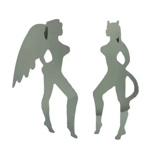 [EMB1302-SAI] Emblema automotriz angel y demonio cromada para parabrisa 