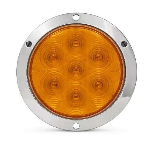 [MULT/1485C/AM]  Plafón redondo de 12 LED base cromada Ámbar