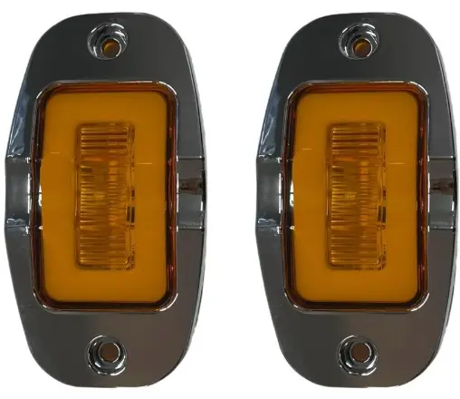 [MULT/6125/AM]  Plafón tipo tortuga de 9 LED con GLO bisel cromado ámbar