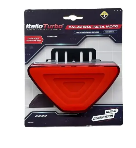 [PLAM08R-SAI] Calavera roja para moto con multifunciones