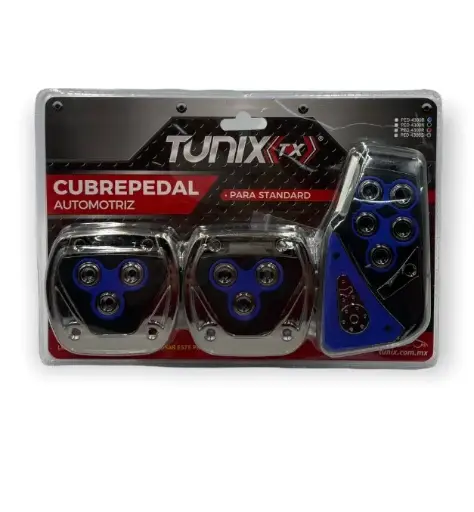 [PED-4300B/PED001BL] Cubrepedal azul combinado cromo con hule estándar