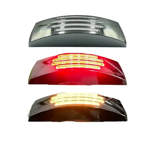 [PLA6753RY-SAI] Direccional cromada lateral para camión cuadrado rojo/ámbar