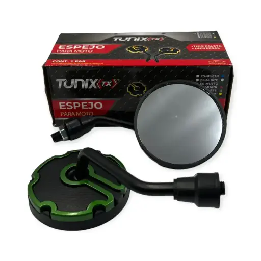 [ES-MU67G] Espejo universal para moto redondo verde
