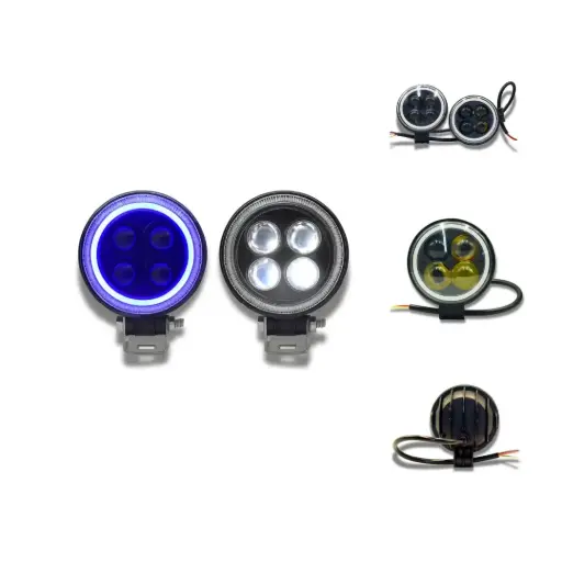 [FAL04B-SAI/FA-LHR4CB] Faro LED azul de 3" con lupas y arillo de color