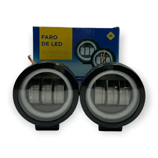 [FAL105B-SAI] Faro de LED azul con 3 lupas y arillo de gel 