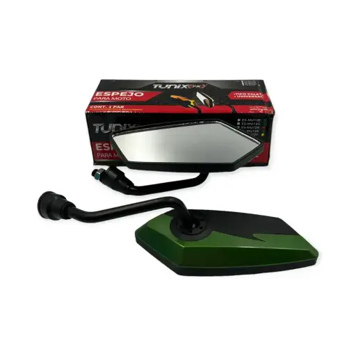 [ES-MU72G] Espejo para moto universal tipo paleta verde