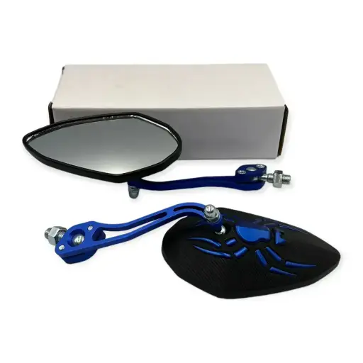 [ES-MU75B] Espejo universal para moto con diseño de araña azul